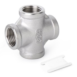TAISHER 1PCS Stainless Steel 4 Way Pipe Fittings, 1" BSP Female Pipe Fittings