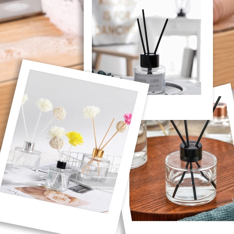 2 Pcs 50ml/1.7oz Clear Round Empty Glass Diffuser Bottles Jars