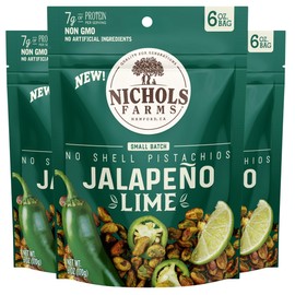 Nichols Farms Pistachios - Fresh Roasted No Shell Pistachio - Nutrient Rich Nuts Snack Packs - Non-GMO, California Grown - Healthy, Wonderful Tasting, Party Snack - (Jalapeño Lime)