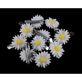 Yueton 10pcs Little Daisy Flower Barrettes Bobby Pin Alligator Clip Hair Clips Bride Head-wear Edge Clip Clamps (White)