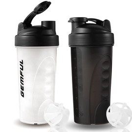 GEMFUL Shaker Bottle for Protein Mixes 28 oz BPA-Free Leak Proof Gym Smothies Mixer Water Cups 2 Pack | GEMFUL