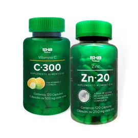 5H8 Nutrition | KIT DEFENSA | VITAMINA C & ZINC | Paquete que Incluye 1 Frasco de C300 Vitamina C y Un Frasco de ZN20 Zinc | C300 Vitamina C.120 Cápsulas, 300 mgs De Vitamina C Por Porción | Contiene Cítricos | ZN20 Zinc 120 Cápsulas, 20 mgs De Zinc Por 