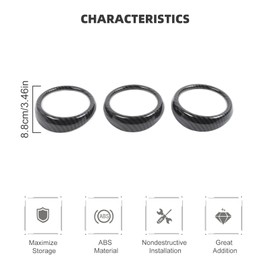 RT-TCZ Center Console Air Conditioner Outlet Vent Trim Cover Ring Interior Accessories for Ford Mustang 2015-2022,3PCS (Carbon Fiber Grain)