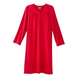 Silverts Hospital Gowns for Women Open Back, Night Gowns for Elderly Women, Adaptive Clothing for Seniors, Hospice Care Supplies, Hospital Robe, Old Lady Dress - Red SMA