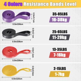 Fentar Pull Up Resistance Bands, 4 Levels Resistance Bands Set, Strong Elastic Bands, Pull Up Assistance Bands, Exercise Bands Resistance for Men Women, Workout Bands with Handle Anchor Mesh Bags