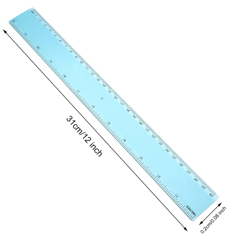 2 Pack Plastic Ruler Straight Ruler Plastic Measuring Tool for