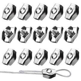 SWTYExt Pack of 15 Wire Rope Clamps, 3 mm Rope Clamps, M3 Rope Clamps, Stainless Steel 304 Wire Rope Clamps, Wire Rope Tensioner, Awning Fixed
