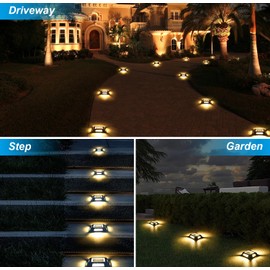 CREPOW Solar Deck Lights Driveway Dock Lights- 12 Packs Waterproof 1200mAh Solar Powered Outdoor LED Aluminum Dock Lighting Road Markers Step Light for Driveway Sidewalk Garden Pathway Yard (White)