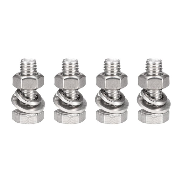 uxcell M10 x 30mm Hex Head Screws Bolts, Nuts, Flat