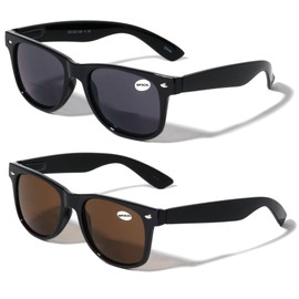Vision World Eyewear 2 Pairs Deluxe BIFOCAL Reading SunGlasses - Comfortable Stylish Simple UV400 Readers (Bifocal Black and Brown,3.00)
