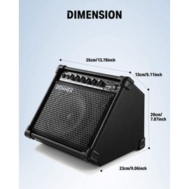 Donner DKA-20 Keyboard Amplifier 20 Watt Keyboard AMP with Aux in and Two Channels, Bass Guitar Amp, Piano Amplifier, Electronic Drum Speaker Support for Microphone Input