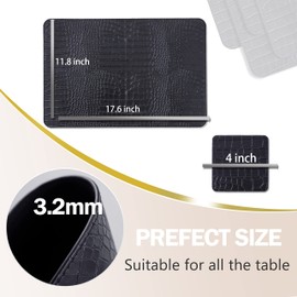 Crocodile Faux Leather Placemat - for Office Conference Table, 8-Piece Set, Heat Resistant and Waterproof Table Runner Kitchen Table Runner, 11.8" X 17.6". (Black Crocodile Pattern)