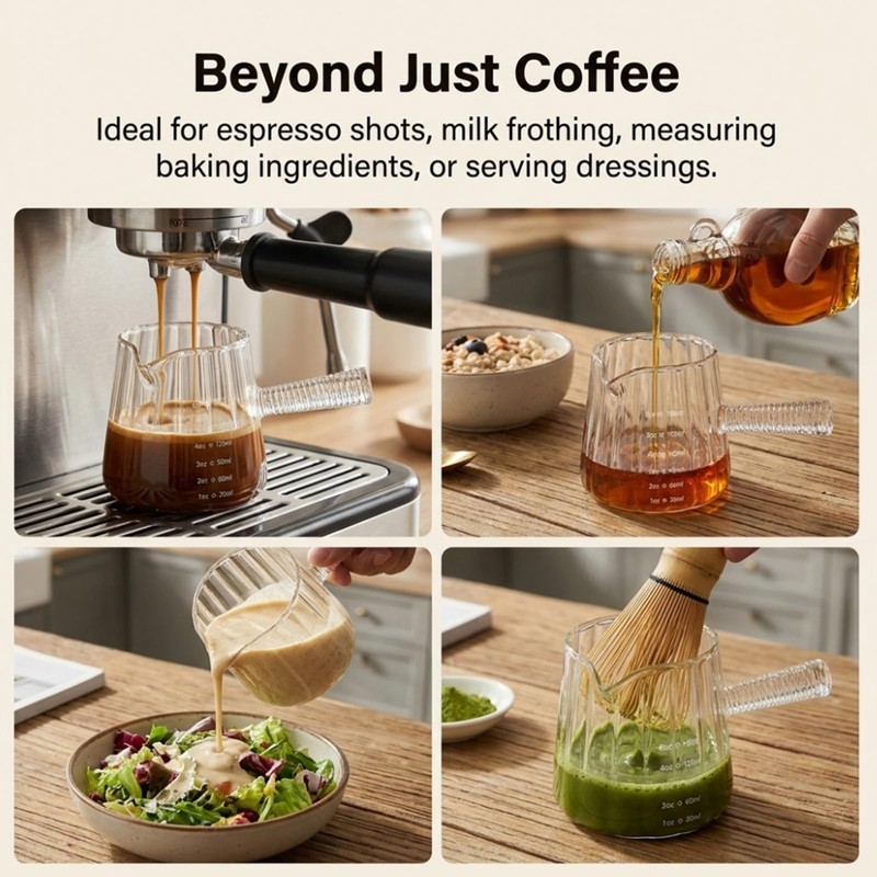 2-Pack 6oz Glass Espresso Measuring Cups with Spoons