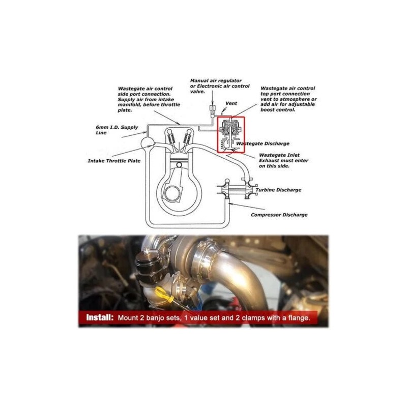 Hiwowsport 44MM Wastegate External Turbo W/ TIAL V-Band Flange Spring