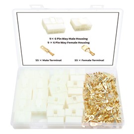 YIXISI 128 PCS 6.3mm 6 Pin Automotive Electrical Wire Connectors Kit, Male/Female Wire Connector Housing and Pin Header Crimp Wire Terminals, for Motorcycle, Bike, Car, Boats