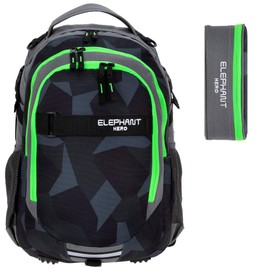 Elephant Hero Signature School Backpack Boys Girls 12770 2-Piece Set Including Pencil Case Box, Cyber Camo Green, Backpack
