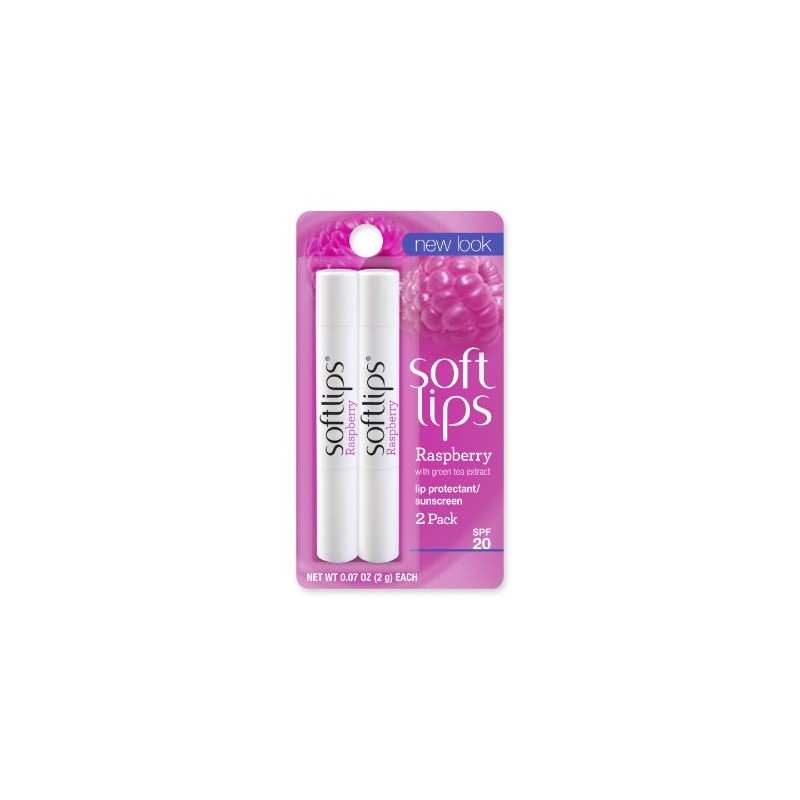 Softlips Lip Balm Protectant Value Pack, SPF 20, Raspberry, 0.07-Ounce