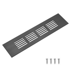M METERXITY 1-Pack Door Vents for Interior Doors, 8 x 2 Inch/ 200 x 50mm Aluminum Alloy Ventilation Grille for Cabinet/Wardrobe/Shoe Cabinet, Rectangle Air Vent with 4 Screws [Black]
