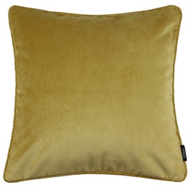 McAlister Textiles Ochre Yellow Matt Velvet Throw Pillow Cover Plain Decorative Scatter Cushion Cover Machine Washable 20" x 20"