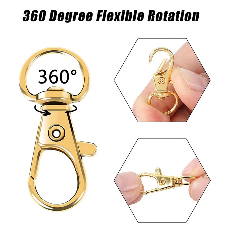 100PCS Gold Lobster Claw Clasp with Key Rings Rustproof Metal