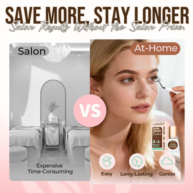 LASHVIEW Lash Cluster Glue Strong Hold, 3-4 Weeks Long-Lasting, Waterproof