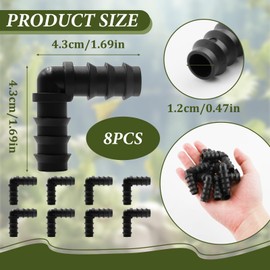 Hose Connector Set for 16 mm Irrigation Systems, Angle Connector Made of Durable Plastic, Ideal for Garden Watering and Household Applications, Pack of 8