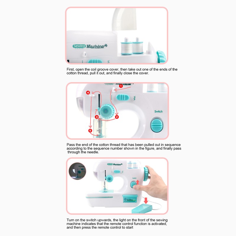 Kids Sewing Machine Toy Kit Portable W/Model Tape Scissor Threader