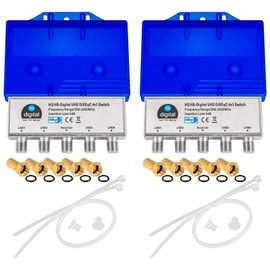 2 x HQ DiseqC Switch 4/1 with Weatherproof Housing HB-DIGITAL 4X SAT LNB 1 x Subscriber / Receiver for Full HDTV 3D 4K UHD + 10 x Gold-Plated F-Connector Gold-Plated
