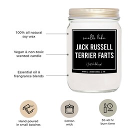 You Nique Designs Jack Russell Gifts - 8oz Dog Fart Candle, Jack Russell Terrier Gifts for Women, Men - Jack Russell Dad Mom Gift Idea - Jack Russell Terrier Decor, Accessories (Mahogany Teakwood)
