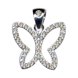 51054 Butterfly Pendant / Real Silver 925 with Zirconia / Art Deco Design / Stone Colour: Clear White, Sterling silver 925, zirconia stones, Zirconia crystal rhinestone
