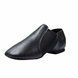 Dynadans - Zapatos de jazz de piel para niñas y niños (niños grandes/niños pequeños), Negro -, 15.5 MX Niño
