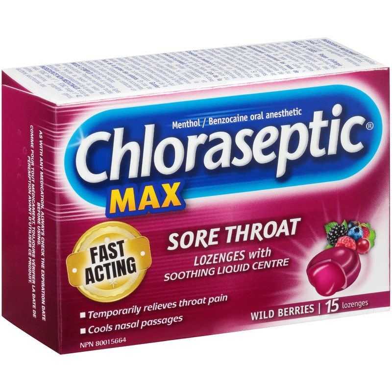 Chloraseptic Maximum Strength Sore Throat Lozenges with soothing liquid centre