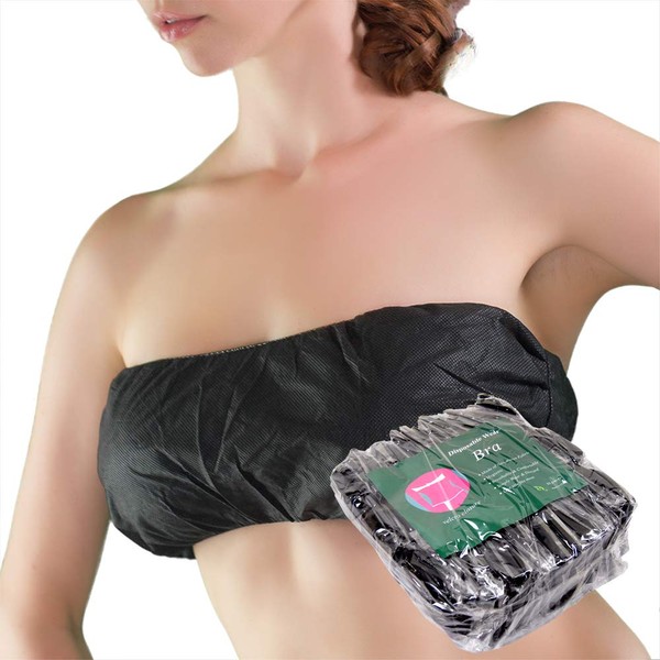 Appearus 50 Ct. Bandeau Bra - Women's Disposable Strapless Bras for Spray Tanning and Body Treatments, Black