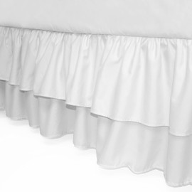 American Baby Company Double Layer Ruffled Crib Skirt, White, for Boys and Girls