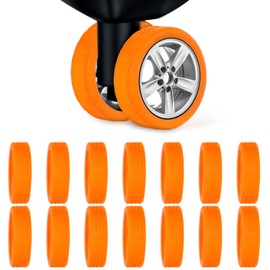 16pcs Luggage Wheel Covers, Portable Luggage Wheel Protector Covers Colorful Silicone Luggage Spinner Wheel Covers Luggage Wheel Accessories for Most 8 Caster Luggage (orange)