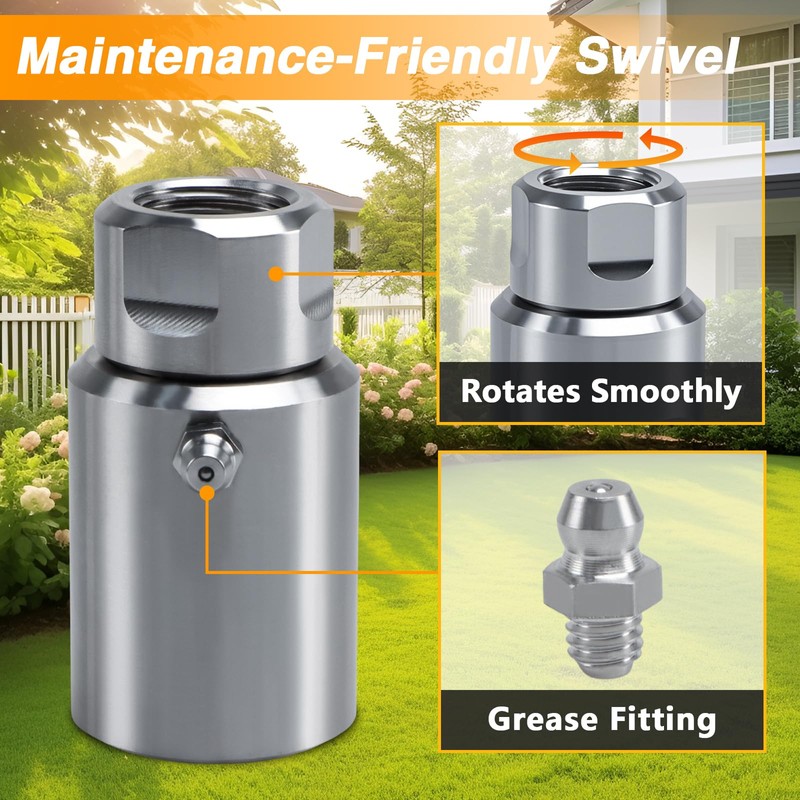 RUHUALIFE Upgraded 1/2"NPT High-Pressure Stainless Steel Swivel Joint for Hose