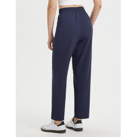 BALEAF Womens Work Pants Lightweight Dress Travel Pants Stretch with Pockets Petite Ankle Athletic Business Casual Navy Blue S