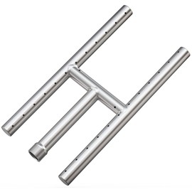 Onlyfire Stainless Steel Fireplace H-Burner for Natural Gas & Propane Fire Pit and Fireplace, 12 x 6 Inch Rectangular DIY Firepit H Burner for Indoor and Outdoor, BTU Max 60,000