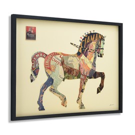 Empire Art Direct "Carousel Horse" Dimensional Art Collage Hand Signed by Alex Zeng Framed Graphic Wall Art