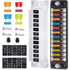 Nilight 12 Way Fuse Block with Negative Bus 12V Blade Fuse Holder ATC/ATO