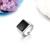 JewelryWe Men's Simple Signet Ring with Square Black Stone Polished