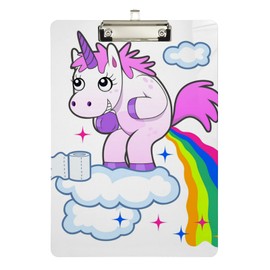 ALAZA Unicorn Rainbow Funny Clipboards for Kids Student Women Men Letter Size Plastic Low Profile Clip, 9 x 12.5 in, Silver Clip, Multi