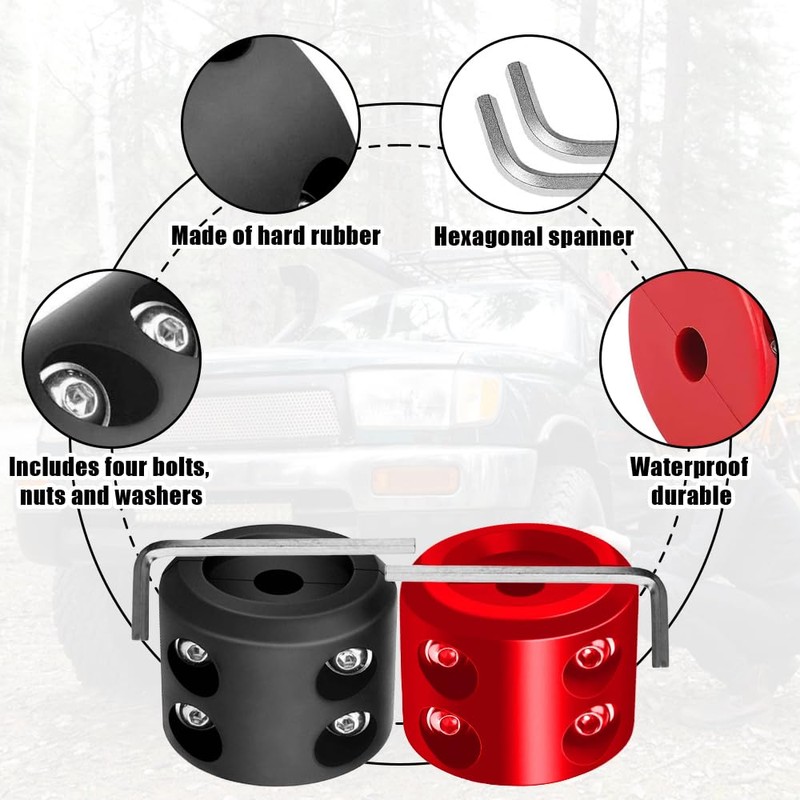 Udbrud Winch Cable Hook Stopper, 2 Pieces Rubber Winch Cable