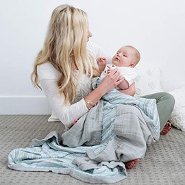 GRACED SOFT LUXURIES Softest Gentle Large Muslin Quilt, 47" x 47" Muslin Baby Receiving Blanket (Woodland Forest)