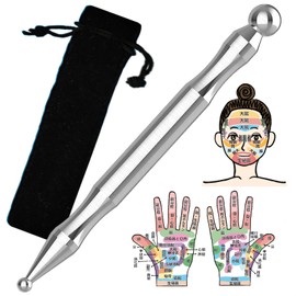 (TAUTONA) Pressure Point Pushing Rod, Foot Pressure Point Massage Stick, Pressure Point Press, Stainless Steel