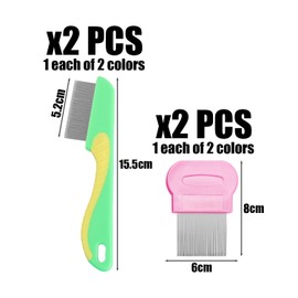 4 Stück Läusekamm, Feiner Zahnkamm Aus Edelstahl, Haustier-Flohkamm, Haarpflegekamm Für Katzen Und Hunde, Läusekamm Aus Metall, Heimtierbedarf