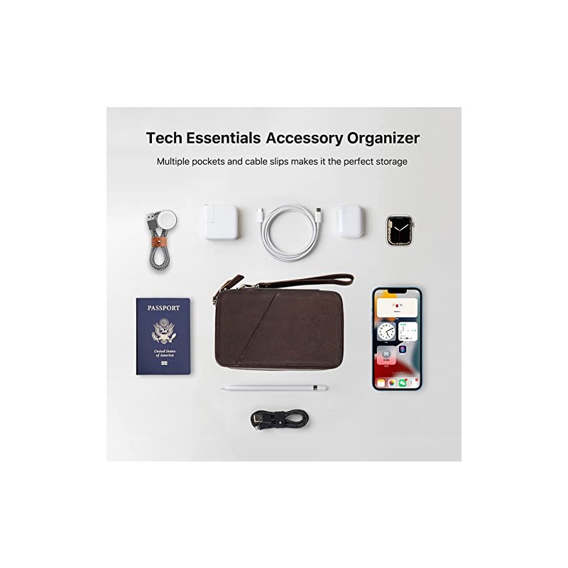 CONTACT'S Estuche para cables de piel, organizador de cables para