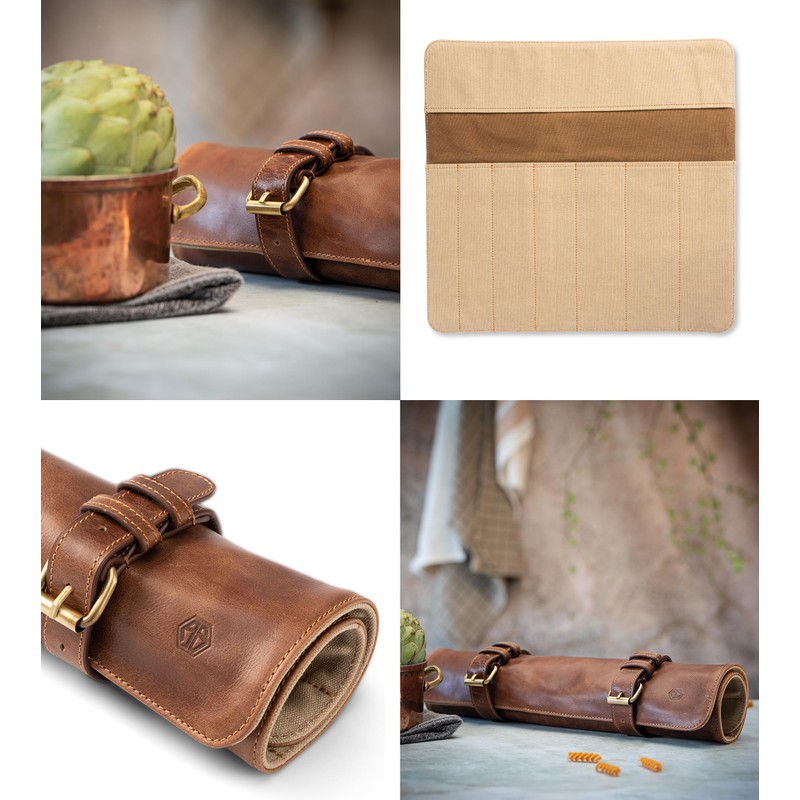 Angus Stoke knife roll bag, genuine buffalo leather - chef's