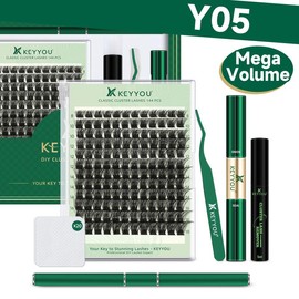 KEYYOU DIY Cluster Lashes Kit Volume Waterproof Long-Lasting Lash Extension Kit D Curl 8-18MIX Eyelash Extensions Cosmetic Makeup dealsforyoudays  back to school:_Lash Kit-Y05