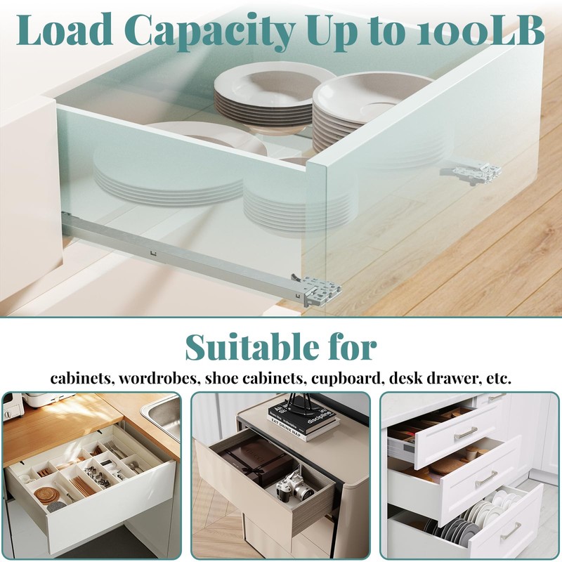 18 Inch Soft Close Undermount Drawer Slides 1 Pair,5D Adjustable